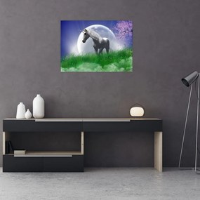 Tablou pe sticlă cu unicorn (70x50 cm)