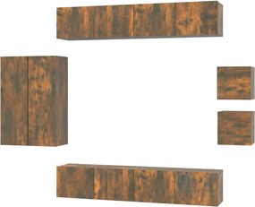 vidaXL Set dulap TV, 8 piese, stejar fumuriu, lemn prelucrat