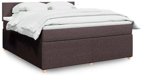 vidaXL Pat continental cu saltea maro închis 180x200cm material textil