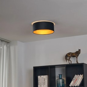 Plafonieră modernă neagră din catifea 40cm incl. LED cu 3 trepte de intensitate luminoasă - Sue