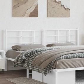 355648 vidaXL Tăblie de pat metalică, alb, 200 cm