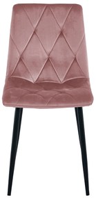 Scaun de sufragerie din catifea roz LIBRA cu picioare negre