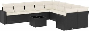 vidaXL Set canapele de grădină cu perne, 11 piese, negru, poliratan