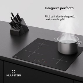 Klarstein Plită cu inducție PowerGlide | suprafață rezistentă la zgârieturi | 4 zone de gătit | 7400 W | 60 cm