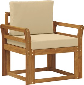 vidaXL Canapea de exterior Lemn de acacia solid și poliester natural