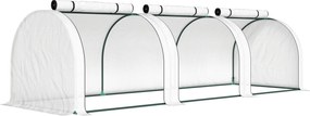 Outsunny Seră tip tunel, 3 ferestre cu fermoar, cadru din oțel, prelată robustă, 295 x 100 x 80 cm, Alb | Aosom Romania