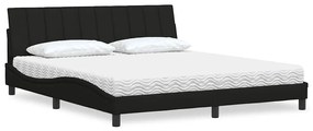 vidaXL Pat cu saltea, negru, 180x200 cm, catifea