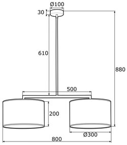 Lustră pe tijă KARIN 2xE27/15W/230V alamă/neagră Argon 0898