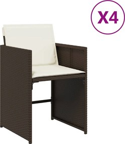 vidaXL Scaune de grădină cu perne, 4 buc., maro, poliratan