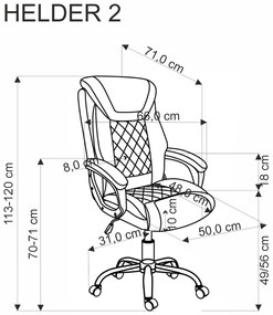 Scaun de birou Helder 2 piele ecologica gri H120 cm