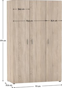 Dulap, cu trei uşi, stejar sonoma, RAMSA 3