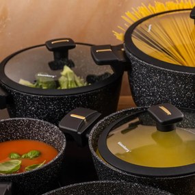 Set oale marmorate cu capace 12 peise Klausberg KB-7968, negru