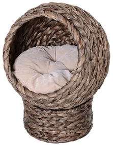 PawHut Cusca Ridicată pentru Pisici cu Pernă Materiale Naturale 42x33x52cm | Aosom Romania