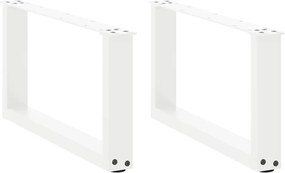 vidaXL Picioare pentru măsuță de cafea în formă de U, 2 buc., alb, 70x(30-31) cm, oțel