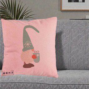 Perna Decorativa Gnom Nordic cu Cana Calda Menta, 40x40 cm, Roz, Husa Detasabila, Perna Inclusa, BEKZ®