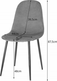 OFERTA Scaun de catifea gri inchis COMO cu picioare negre calitate II