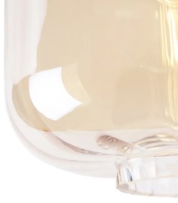 Plafoniera de design neagră cu sticlă chihlimbar - Qara