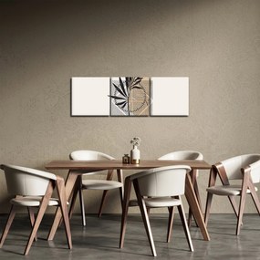 Tablou - Abstracție cu frunze tropicale N⁰1 (cu ceas) (90x30 cm)