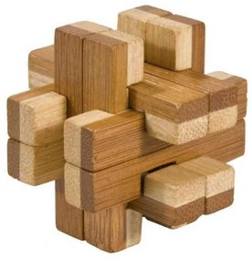 Joc logic IQ din lemn bambus in cutie metalica Doubleblock