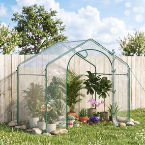 Outsunny Sera Cabina Portabila 6' x 3' x 6', Folie PE, Sera de Gradina cu Cadru de Otel, Usa cu Fermoar, Aerisire Superioara, pentru Flori, Legume, Puieti, Plante Tropicale, Verde | Aosom Romania