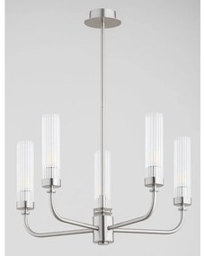 Candelabru 5 brate, otel nickel, sticla canelata PRESTON 2198