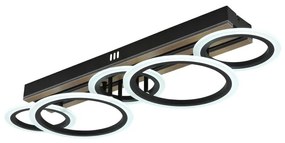 Plafoniera LED CCT BLEVINS riflaj MDF cu efect de lemn