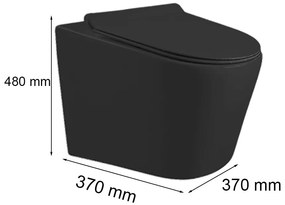 Toaletă Ride fără ramă, montată pe perete, neagră