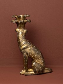 Suport lumanare auriu, din rasina, Jaguar