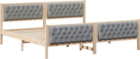 vidaXL Cadru de pat Gri deschis 200 x 200 cm Lemn de pin masiv