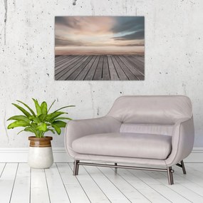 Tablou pe sticlă - Pier la apus de soare (70x50 cm)