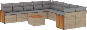 vidaXL Set canapele de grădină cu perne, 11 piese, bej, poliratan