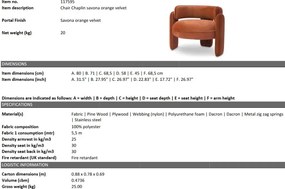 Scaun modern design LUX Chaplin, Savona orange