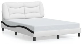 3208001 vidaXL Cadru de pat cu tăblie, alb și negru,140x190cm, piele ecologică