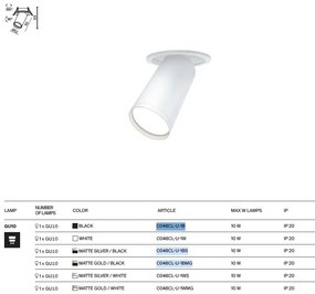 Spot incastrabil design tehnic Focus S alb