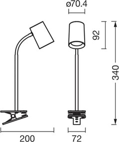 Lampă de birou Osram DESK LINE cu clemă 1xGU10/9W/230V gri