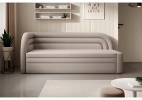 Canapea bej extensibilă/cu spațiu de depozitare cu tapițerie din catifea cu colț pe partea stângă 223 cm Fabillo – ELTAP