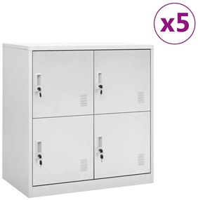 3095227 vidaXL Dulapuri vestiar 5 buc. gri deschis 90x45x92,5 cm oțel