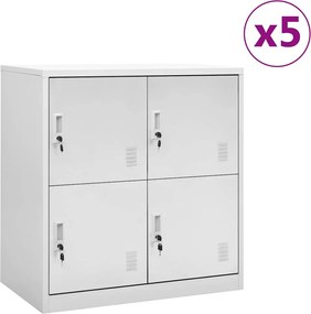 vidaXL Dulapuri vestiar 5 buc. gri deschis 90x45x92,5 cm oțel
