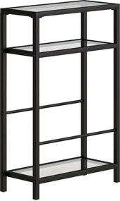 HOMCOM Măsuță de Cafea cu 3 Rafturi din Sticlă și Oțel 40x18x62 cm Negru | Aosom Romania