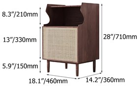 Nightstand japonez în stilul Japandi, culoare nuc DEPRIMO 21856, perfect pentru dormitor by Deprimo