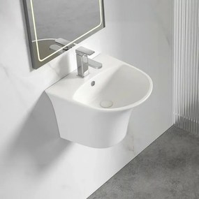 Lavoar suspendat Inter Ceramic oval alb lucios 48.5 cm