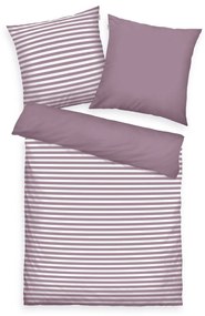 Lenjerie de pat din bumbac Tom Tailor Cozy Mauve & Crisp White, 140 x 200 cm, 70 x 90 cm