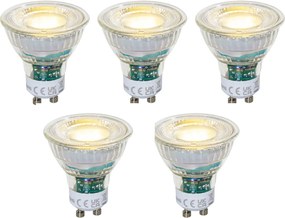 Set de 5 becuri LED GU10 50mm reglabile, clare, 2,5W, 450 lm, 3000K