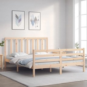 3193796 vidaXL Cadru de pat cu tăblie, king size, lemn masiv