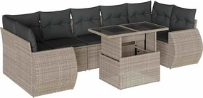 vidaXL Set mobilier de grădină cu perne, 8 piese gri deschis poliratan