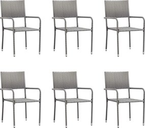 vidaXL Scaune dining de grădină stivuibile 6 buc. gri poliratan