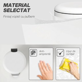 HOMCOM Coș de Gunoi cu Pedală de 30L, Capac cu Închidere Delicată, Metal și PP, 36x30x63.5 cm, Crem | Aosom Romania