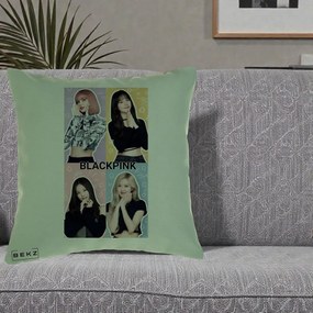 Perna Personalizata K-pop BLACKPINK Negru, 40x40 cm, Verde, Husa Detasabila, Perna Inclusa, BEKZ®