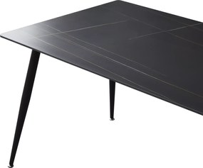 Masa de dining RION 130x70 cm cu blat ceramic, marmura neagra