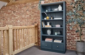 Etajera lemn masiv natur Richmond Albastru/, 90 × 45 × 81 cm